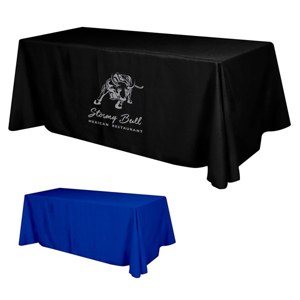 Promotional Flat Polyester 3- sided Table Cover - fits 8 standard table