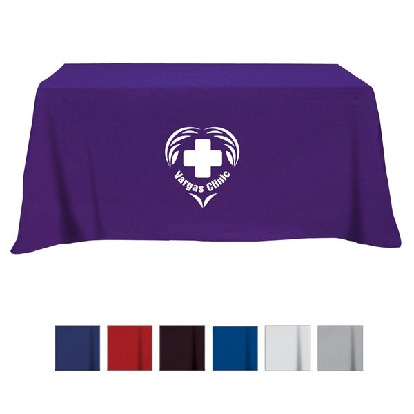 Promotional Flat Poly / Cotton 4- sided Table Cover - fits 6 standard table