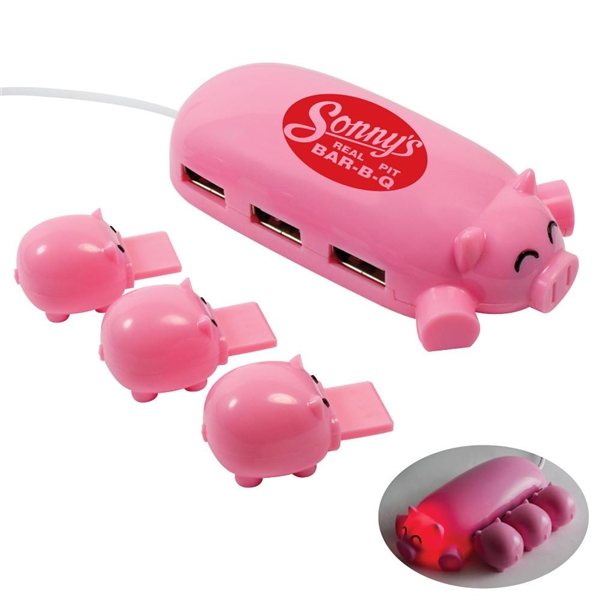 Promotional Pig - Shaped 3- Port USB 2.0 Hub