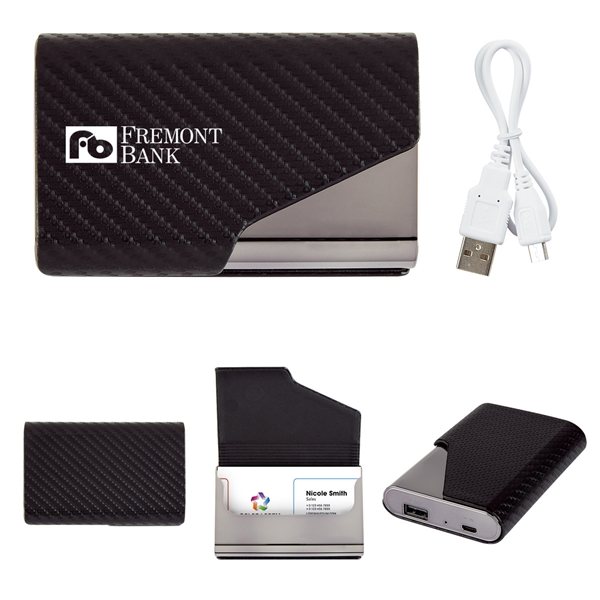Promotional UL Listed 2- In -1 Zhuse Power Bank With Card Holder
