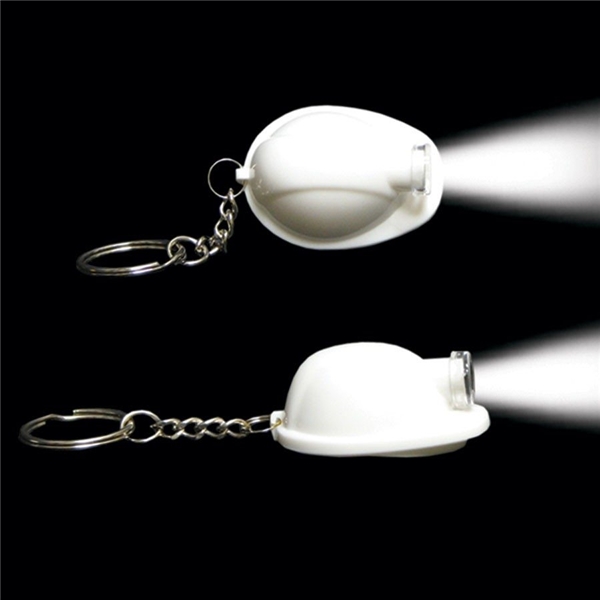 Promotional Safety Helmet Flashlight Keychain - White