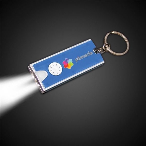Promotional Rectangle Light Up Key Chain Flashlight - Blue