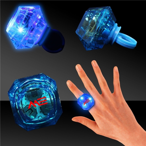 Promotional Light Up Diamond Rings - Blue