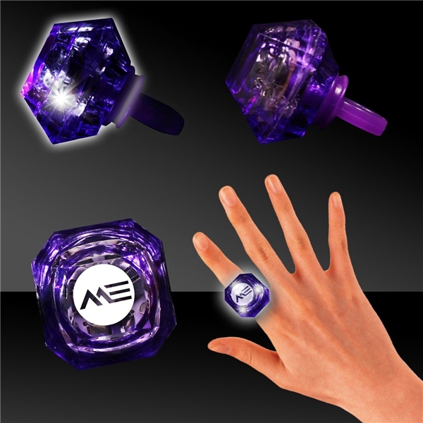 Promotional Light Up Diamond Rings - Purple