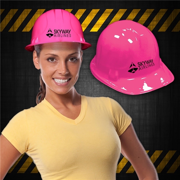 Promotional Novelty Plastic Construction Hats - Pink
