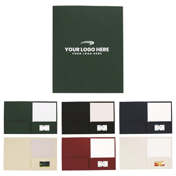 Promotional 9-5/8w x 11-3/4h Linen Paper Folder with Card Slot