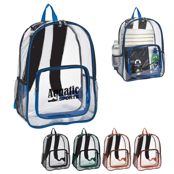 Promotional 2 Sided Mesh Pocket Clear Backpack