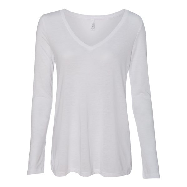Promotional Bella + Canvas - Womens Flowy Long Sleeve Tee - 8855 - WHITE