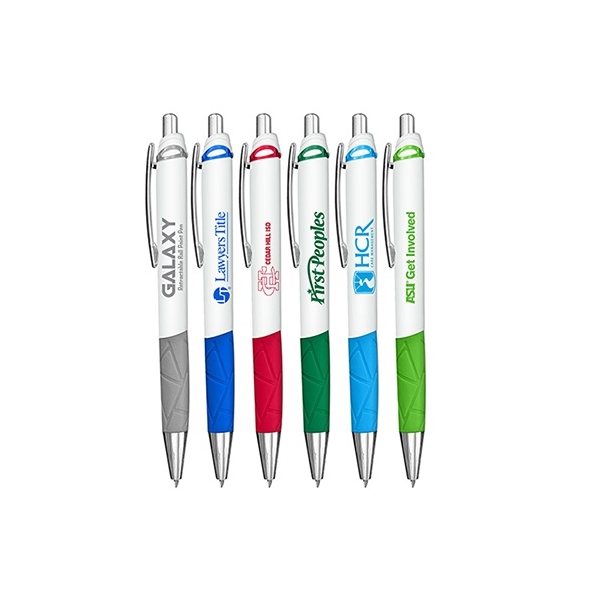 Promotional Galaxy Retractable Ball Point Pen With Rubber Grip