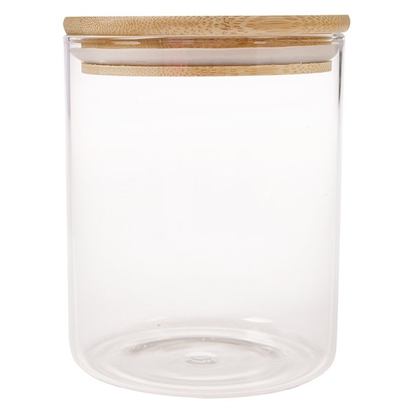Promotional 26 oz Glass Container With Bamboo Lid