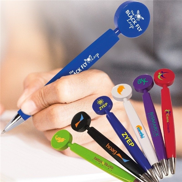 Promotional Pen with round flat top clicker
