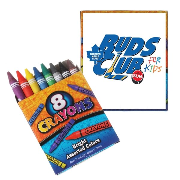 Promotional Bright Assorted Colored Crayons - 8pk