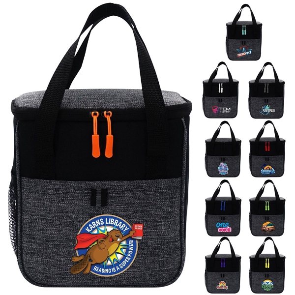Promotional X Line Lunch Cooler with Colorful Zipper Pulls