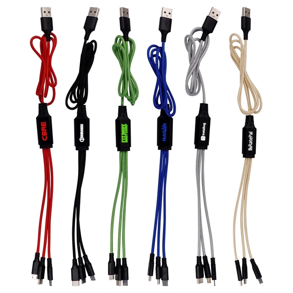 Promotional 3 Metallic Logo Light Up Cable