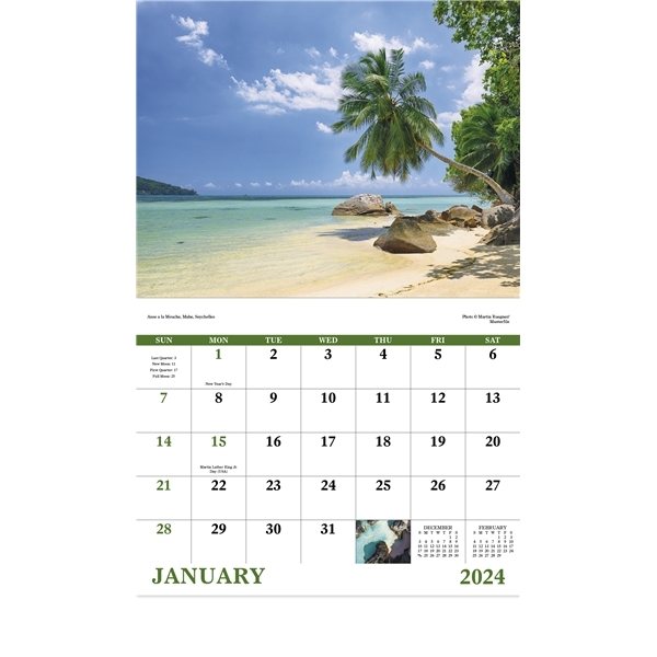 Promotional Beach Paradise Calendars - Stapled