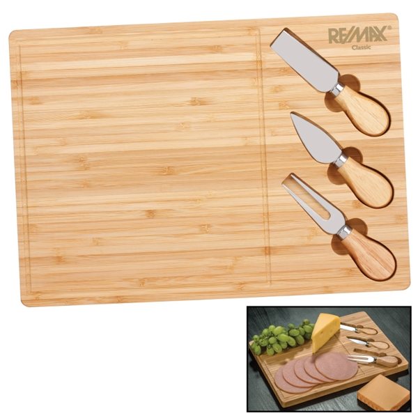 Promotional Astor Bamboo Cheese Board Knife Set