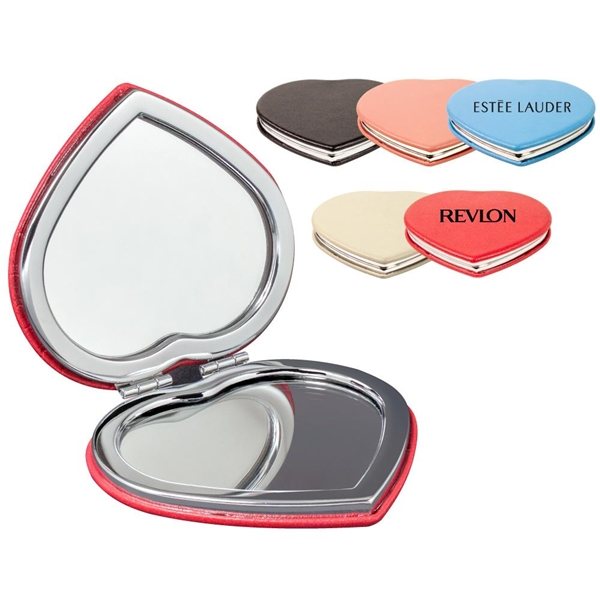 Promotional PU Leather Heart Compact Mirror