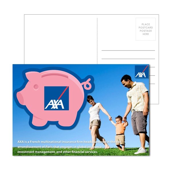 Promotional Post Card with Full Color Piggy Bank Coaster