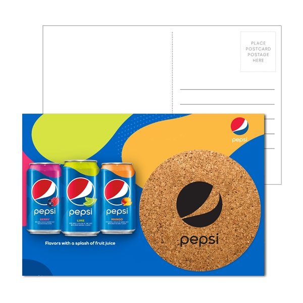Promotional Post Card with Round Cork Coaster