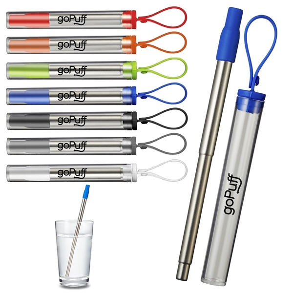 Promotional Collapsible Colored Metal Straw Travel Set