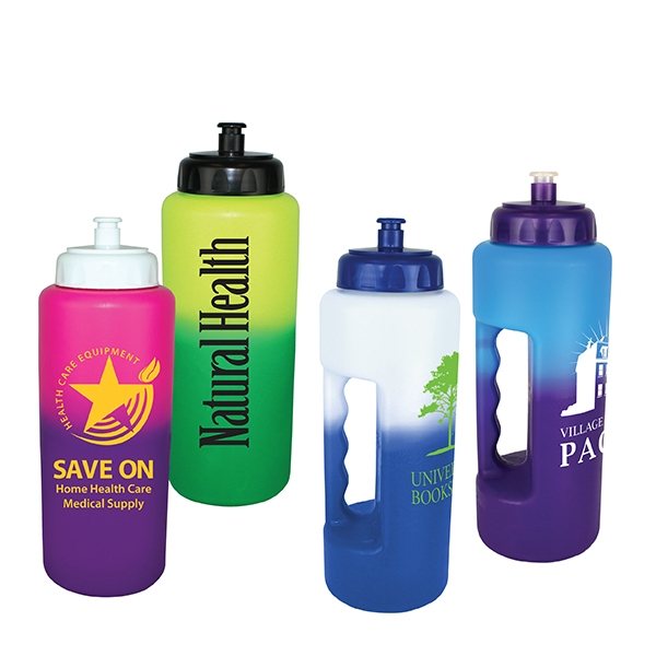 Promotional Mood™ 32 oz Grip Bottle With Push 'n Pull Cap