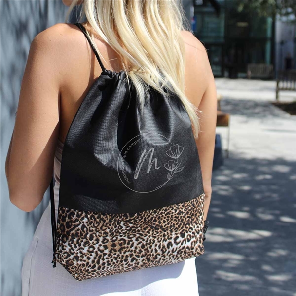 Promotional Leopard Print Non - Woven Drawstring Bag