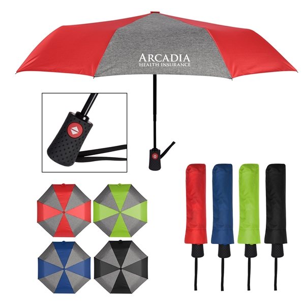 Promotional 42 Arc Heathered Telescopic Folding Umbrella