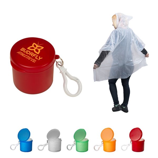 Promotional Poncho In Carabiner Case