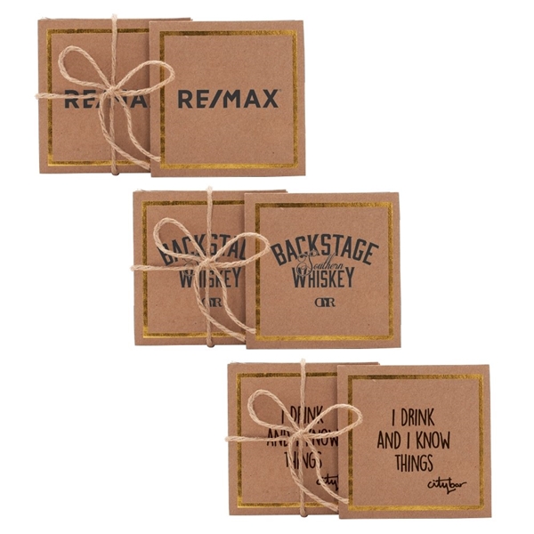 Promotional Patron Screen Printed Corrugated Coasters (Set of 4)