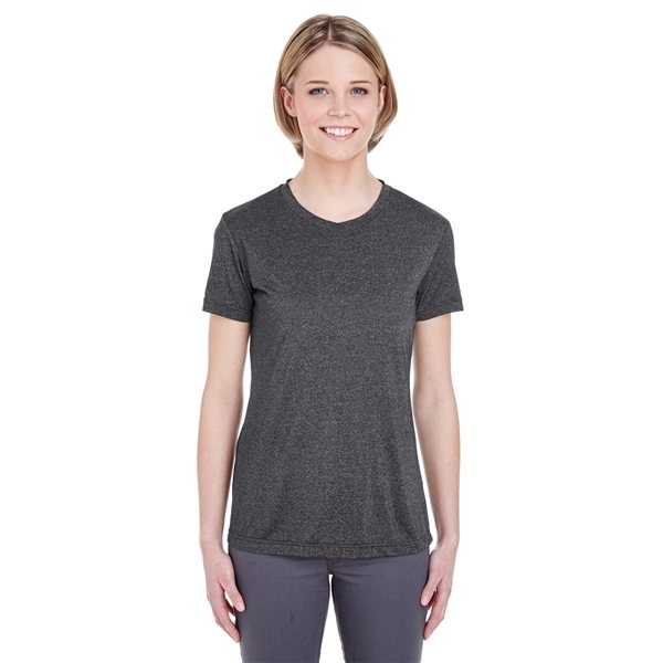 Promotional UltraClub Ladies Cool Dry Heathered Performance T - Shirt