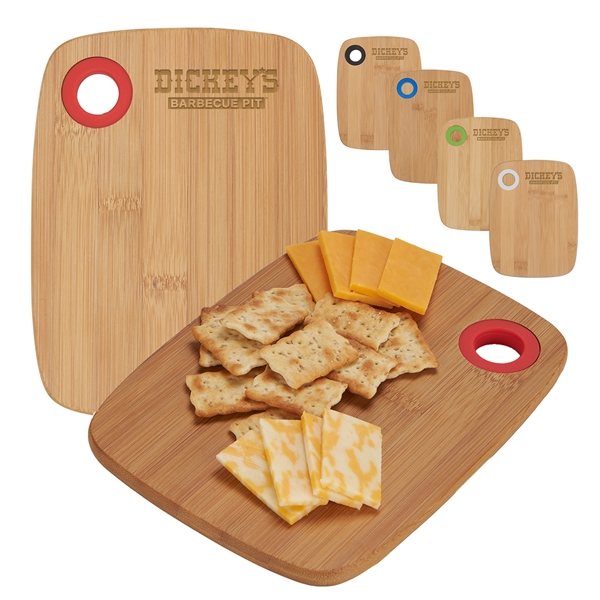 Promotional Small Bamboo Cutting Board W / Silicone Ring
