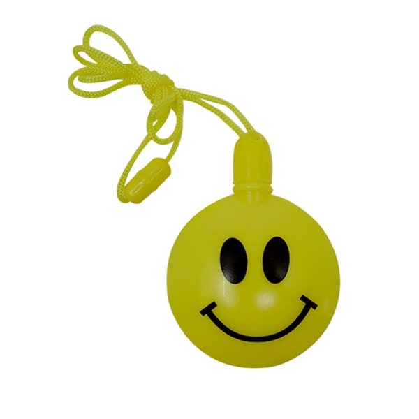 Promotional Happy Face Round Shaped Bubbles with Breakaway Neck Cord