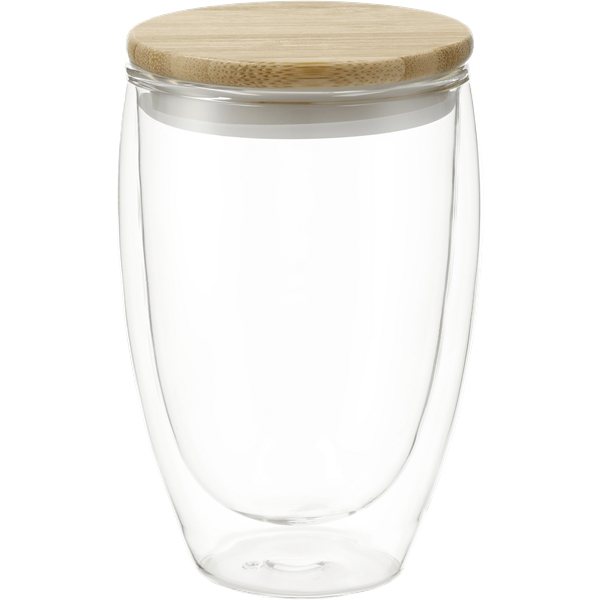 Promotional Easton Glass cup with Bamboo lid 12oz