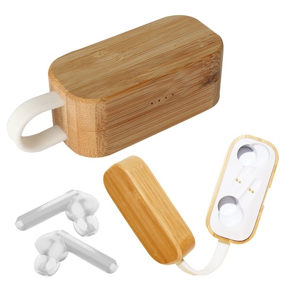Promotional Tws Earbuds In Bamboo Charging Case