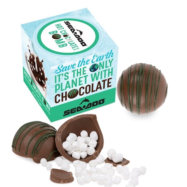 Promotional Hot Chocolate Bomb with Green Drizzle