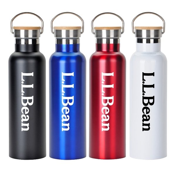 20 oz. Stainless Steel Water Bottle with Screw - on Bamboo Lid