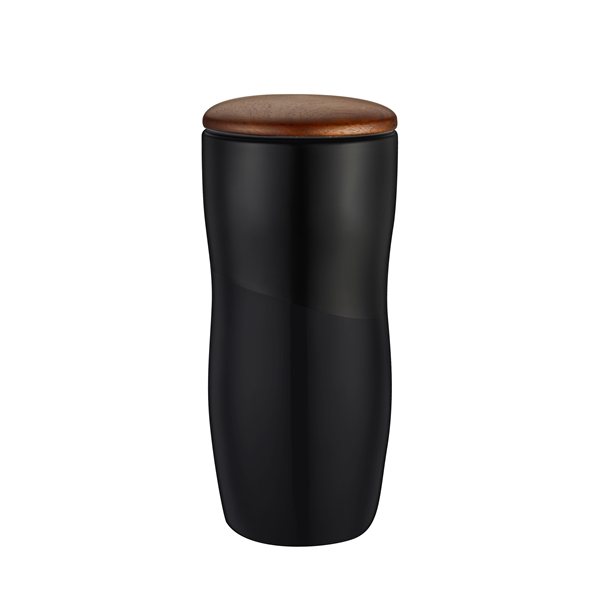Promotional 12 oz. Double Wall Ceramic tumbler w / Wood Lid