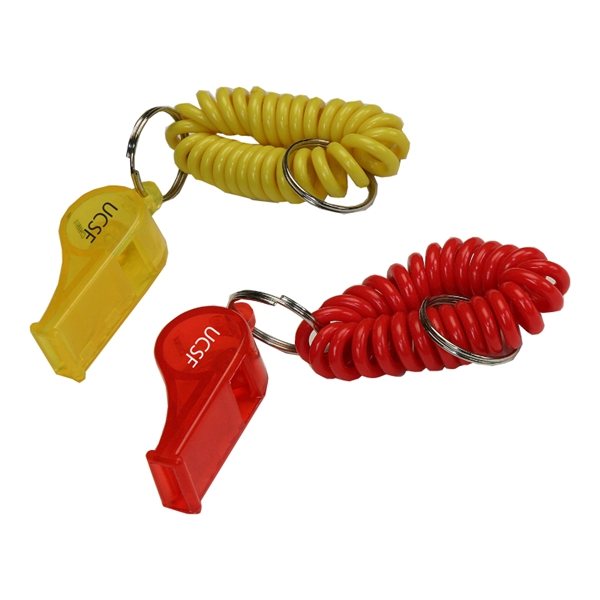 Promotional Translucent Wrist Coil w / Whistle Keyring