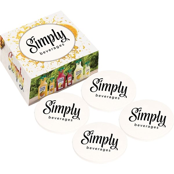 Promotional Ceramic Coaster With Custom Packaging - 4 Coaster Set