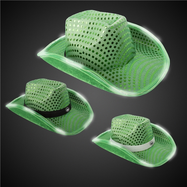 Promotional Green Light Up Sequin Cowboy Hat $11.69 display picture 3