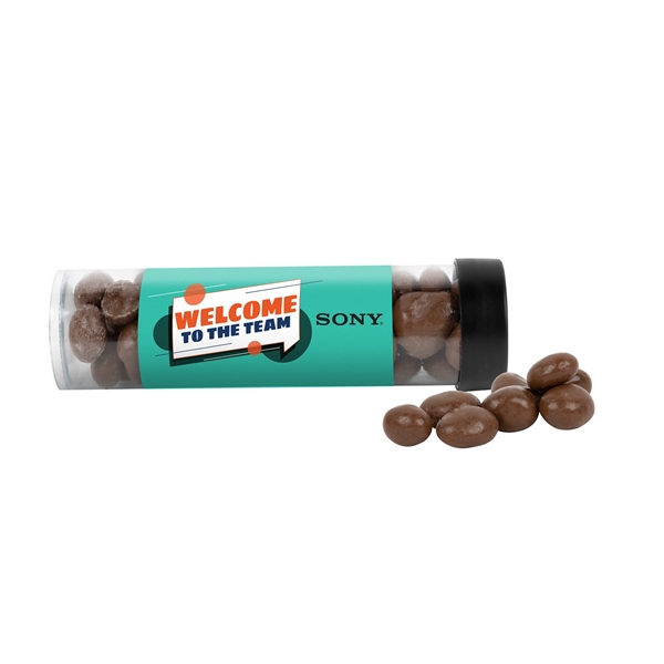 Customized Initials Raisins Promotional Tube with Choc Covered Raisins
