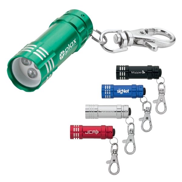 Aluminum 3- Led Lobster Clip Flashlight With Multiple Color Choices