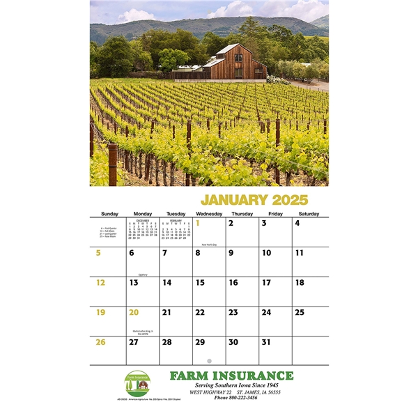 Promotional American Agriculture Wall Calendar: 2025 Stapled