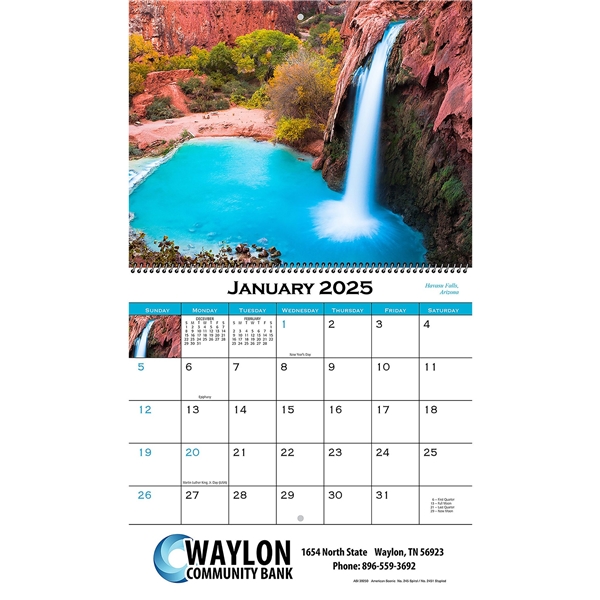 Promotional American Scenic Wall Calendar Spiral 2025