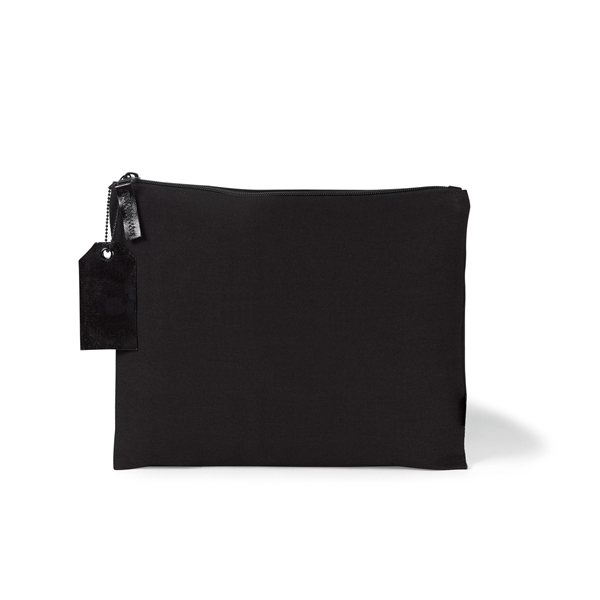 Avery Large Cotton Zippered Pouch - Black
