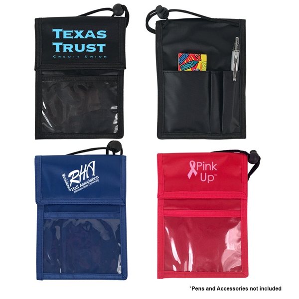 Promotional Badge Holder With Velcro Pocket And Pen Holder