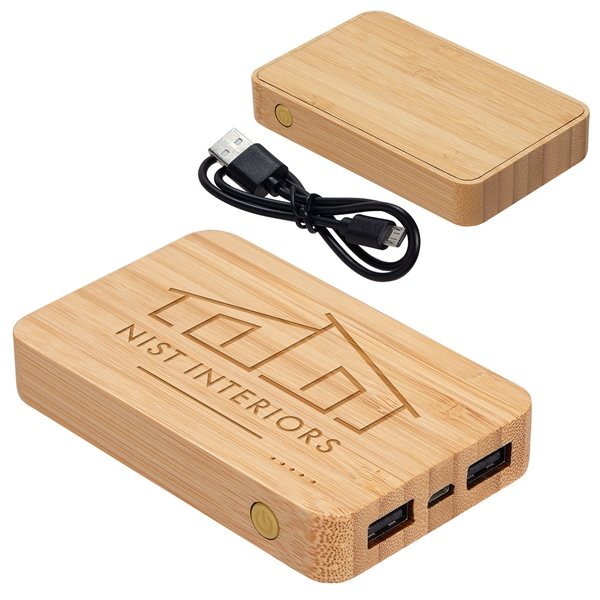 Bamboo 5000mAh Dual Port Power Bank with Wireless Charger