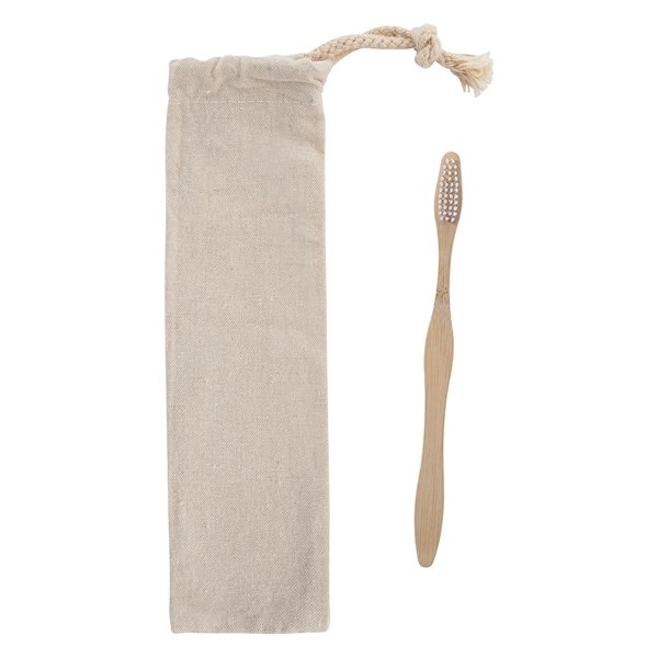 Bamboo Toothbrush In Cotton Pouch
