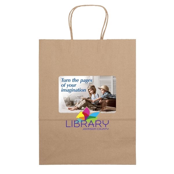 Brown Kraft Paper Eco Shopper Jenny Bag - 4- Color Heat Transfer