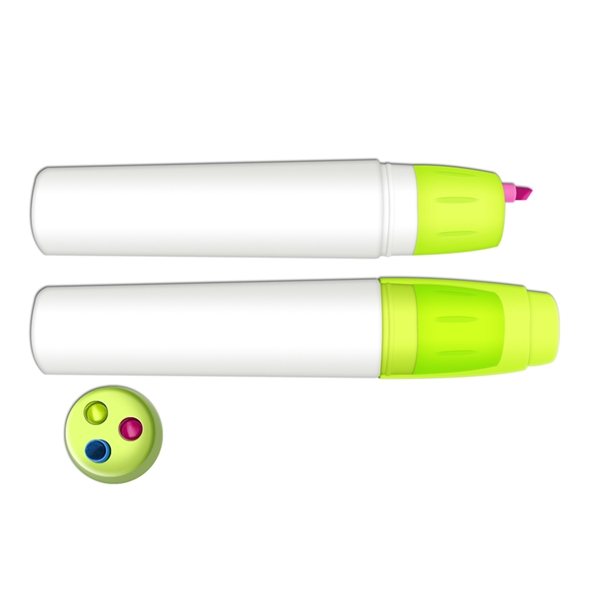 Bullet Twist Action 3 In 1 Fluorescent Highlighters - Full Color Decal Print